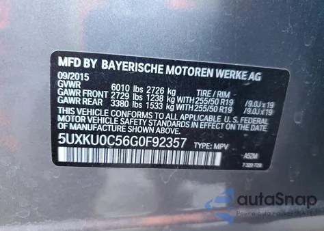 2016 BMW X6 Sdrive35I from USA, damaged, VIN 5UXKU0C56G0F92357